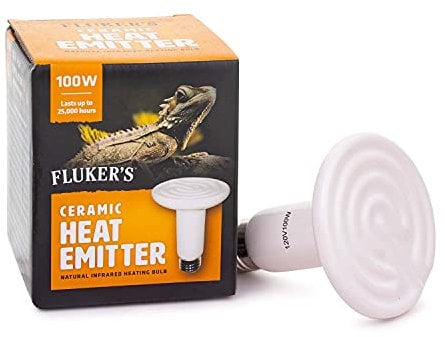 Fluker's Ceramic Heat Emitter, Natural Infrared Heating Bulb for Reptiles, 100 Watt