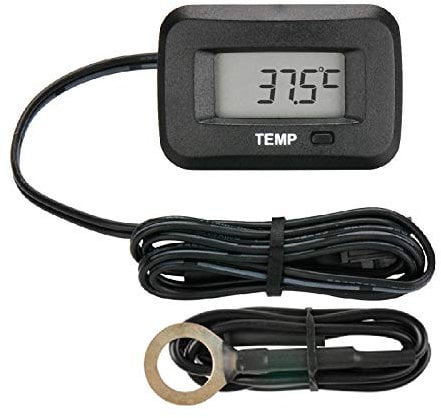 Runleader Snap-In-Temperaturmessgerät, Übertemperaturwarnung, maximale Temperaturaufzeichnung, Batterie und externe Stromversorgung für Rasenmäher Golfwagengenerator Motorrad ATV Außenborder Marine