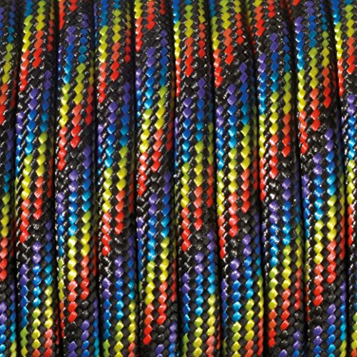 efco Farbe Mix 550 Paracord Seil, Polyester Blend, Rainbow/Schwarz, 4 mm x 4 m