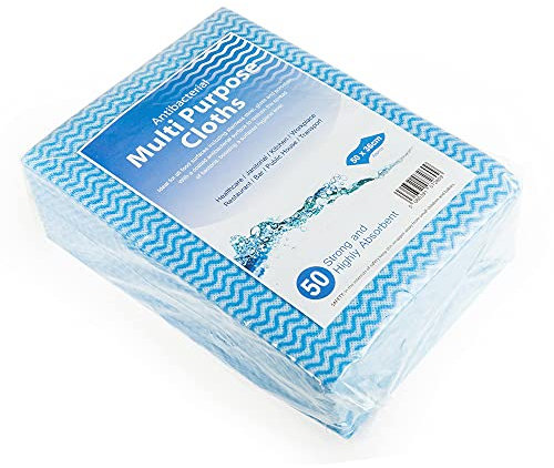 Drinkstuff Antibacterial Cloths Blue, CAW-111B, Pack of 50