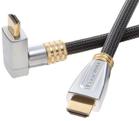 Vivanco PW 2HDHD15R-14 Prowire High Speed HDMI Kabel mit Ethernet (Stecker - Winkelstecker (90 Grad), Audio Rückkanal, 1,5m) grau