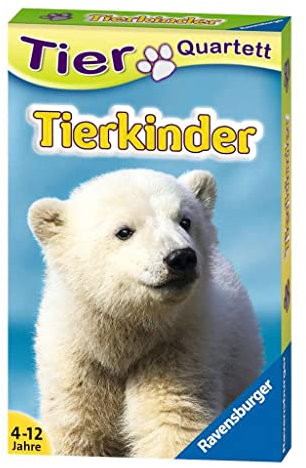 Ravensburger 20423 - Tierquartett Tierkinder, Klassiker für 3-6 Spieler ab 4-12 Jahre, 32 Tierkinder