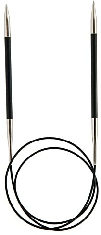 KnitPro Karbonz Rundstricknadeln 60cm, 4,00mm Rundstricknadel, Karbon/Messing, Black, 22x11x0.5 cm