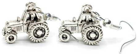 Miniblings Traktor Ohrringe Bauernhof Farm Bauer Trecker Feld silber - Handmade Modeschmuck I Ohrhänger Ohrschmuck versilbert