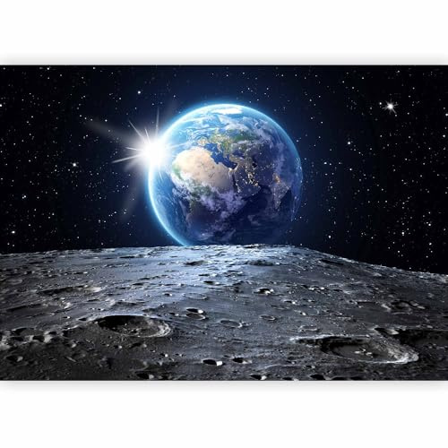 murando - Fototapete Vlies Kosmos Mond Erde, 300x210 cm, Schlafzimmer | Full HD Druck, 3D-Effekt, lichtbeständige Farben, ideal fürs Wohn- oder Schlafzimmer, schnelle Montage, lichtbeständig, edel
