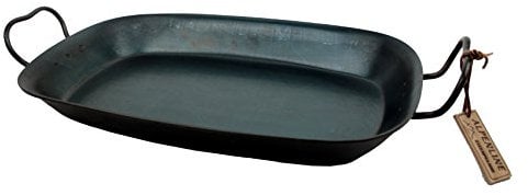 ALPENLINE Eisenpfanne Fisch- und Gemüsepfanne handgeschmiedet, schmiedeeiserne Pfanne mit 2 Griffen
