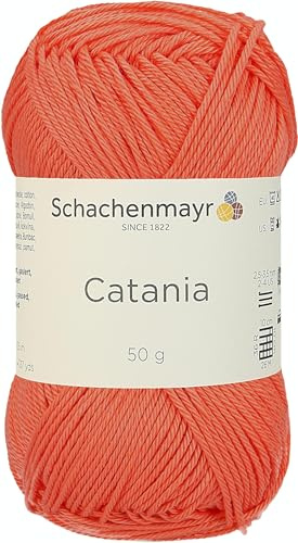 Schachenmayr Catania Hand Knitting Wool/Yarn Cotton, 11.5 x 6 cm, Cotton, Coral, 11,5 x 5,2 x 6 cm