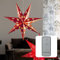HELLUM Weihnachtsstern Innen, LED Stern Papierstern zum Aufhängen mit Fernbedienung mit Timer, roter Stern Weihnachtsdeko Fenster batteriebetrieben, Ø 60cm, Weihnachtsbeleuchtung innen, 522762