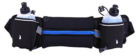 Elonglin Ceinture de Course à Pied avec Système d'hydratation Lot de 2 Bouteilles d'eau Bouteille Ceinture Porte-bidon Marathon Sac Banane avec Poche pour 4-6 Pouce Téléphone Étanche Bleu