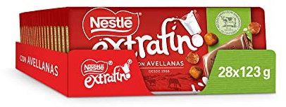 NESTLE EXTRAFINO Chocolate con leche y avellana tableta 123g CAJA de 30 unidades