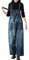 Youlee Donna Gamba Larga Tute di Jeans Salopette Casual retrò Style 3 Dark Blue