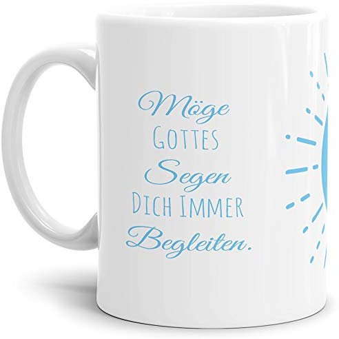Tassendruck Geschenk-Tasse zur Konfirmation Möge Gottes Segen Dich Immer Begleiten - Erwachsen/Kind/Feier/Weiss
