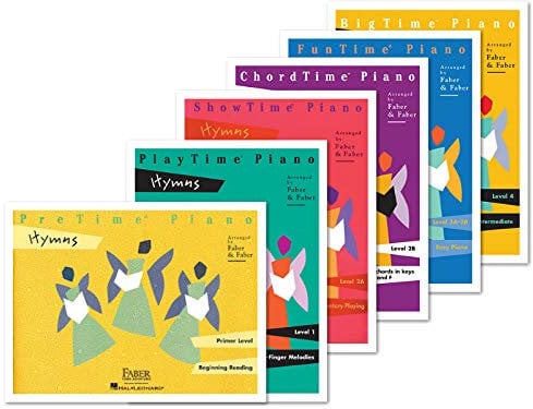 Faber Piano Adventures Piano Hymns Books Set (6 Books) - Primer Level, Level 1, Level 2A, Level 2B, Level 3A-3B, Level 4