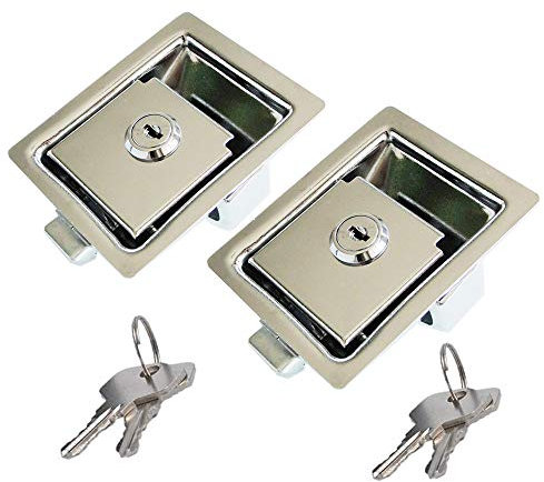 2 pezzi maniglia a incasso in acciaio inox con serratura universale per porta camper, maniglia interna con cassetta degli attrezzi e vano rimorchio, colore: argento