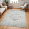 Livabliss Tampa Vintage Teppich Groß - Orientalischer Boho für Wohnzimmer, Esszimmer, Schlafzimmer - 160x213 cm, Kurzflor, Einfache Pflege - Muster in Blau und Creme