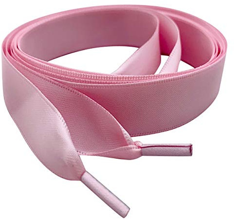 Lacets plats en satin rose pâle de 85 cm pour baskets, bottes et chaussures, rose