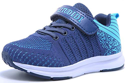 Mitudidi Unisex-Kinder Turnschuhe Jungen Sportschuhe Leicht Atmungsaktiv Laufschuhe Outdoor Fitnessschuhe Sneaker Hallenschuhe für Blau 27EU