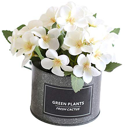 YMZ Künstliche Pflanze, Begonie, Blumentopf, Bonsai, für Zuhause, Garten, Party, DIY, Dekoration, getopft weiß