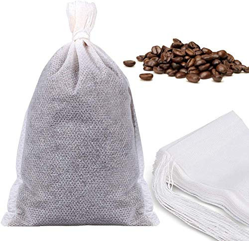 Fenshine 100Pcs Large Tea Filter - Disposable Empty Mesh Bags with Drawstring for Concentrate/Iced Coffee, Herb, Loose Leaf Tea (4 x 6)