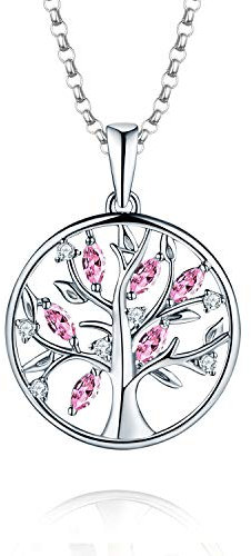 JO WISDOM Collar Colgante Arbol de la vida Familia Plata de ley 925 Cristales 3A Circonita piedra natal de Noviembre color Citrino Mujer Joyería