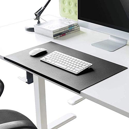Schreibtischunterlage mit Kantenschutz gewinkelt / 90° abgewinkelt Rutschfeste Weichem Leder Schreibunterlage Mausunterlage für Büro Hause Office Laptop PC Pad, 70 x 50 cm, Schwarz