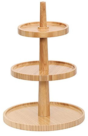 LAEMALLS 3 étages Présentoir à gâteau de Bambou, Stand de Gâteaux Support Cupcake Dessert Fruit Plateaux de Service pour Thé de L'après-midi Mariage Fête Soirée Anniversaire, 6/8/10#2