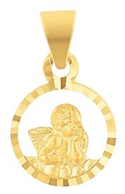 Amor Motivanhänger Unisex Damen Herren Anhänger, 1,4 cm, Gold, Engel, Kommt in Schmuck Geschenk Box,