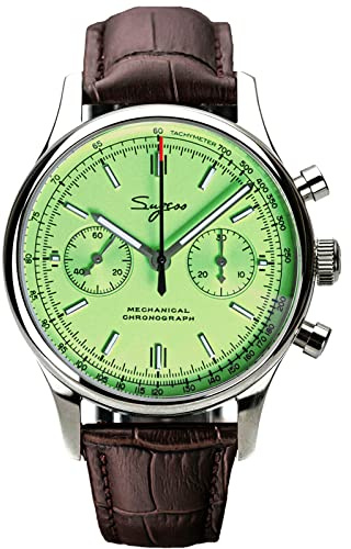Sugess SUCHP002B - Orologio da uomo con quadrante verde pistacchio da 40 mm, cronografo a collo di cigno in oro Pliot Chrono Premier Seagull ST1901, movimento in cristallo zaffiro 1963, Verde, 40mm,