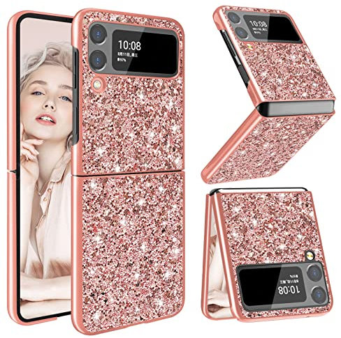 Kompatibel mit Samsung Galaxy Z Flip 3 Hülle Glitzer Silikon Sparkle Galaxy Z Flip 3 Handyhülle Weiche TPU Bumper Hart PC Handytasche Case Schutzhülle für Samsung Z Flip 3 Handy