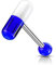 Paula & Fritz® Zungenpiercing Chirurgenstahl Acryl Zweifarbige Pille 16mm Stablänge 1,6mm Stabdicke Blau Weiß Tonque Barbell Edelstahl Gerade Hantel