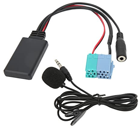 BOROCO Adaptador Bluetooth inalámbrico para Coche, módulo Bluetooth para Coche, Cable Auxiliar de Audio, micrófono, Puerto Mini ISO para Puerto de 8 Pines y 6 Pines