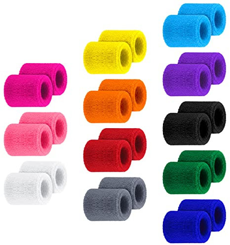 12 Paar Kinder-Armbänder, Schweißbänder, bunt, Sport, Handgelenk, Schweißbänder, Sport, Basketball, Fußball, Partygeschenke für Kinder, Outdoor-Aktivitäten
