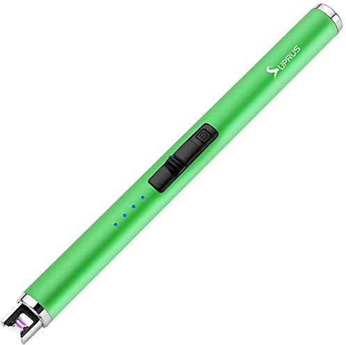 SUPRUS Lichtbogen Feuerzeug Elektronisch Feuerzeug Stabfeuerzeug Triple-SICHERHEITS USB Aufladbares Plasma (grün)