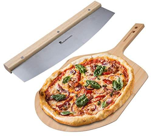 MasterPro | Kit Composto da Tagliapizza e Tagliere | Ideale per Preparare Pizze | Utensili da Cucina | Elaborati con Materiali di Qualità | Facile da Pulire
