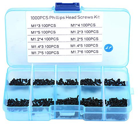 1000 Viti Piccole, Viti in Miniatura Vite Minuscola 1,4 X 3 Mm con Testa a Croce con 1000 Pezzi di Viti e Ben Confezionate M1 M1.2 M1.4 M1.7