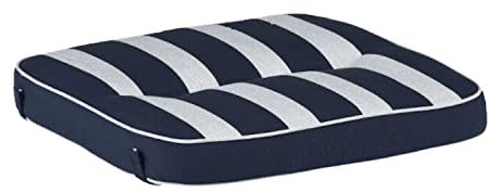 KETTtex EXKLUSIV Auflage Hocker Blau gestreift I Barhocker Polster 50x50x9cm I KTH3 Sitzauflage weich & robust I atmungsaktive Stuhlauflage I UV-beständiges Sitzkissen I Dessin 8521