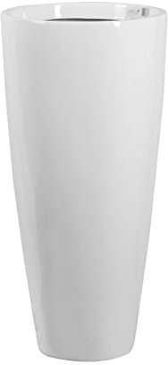 BARTPOL D282D Blumentopf rund 38x38x76cm Pflanzkübel hoch aus Fieberglas I Blumentopf aussen/innen I Übertöpfe für zimmerpflanzen I Fieberglas kübel- weißer Glanz