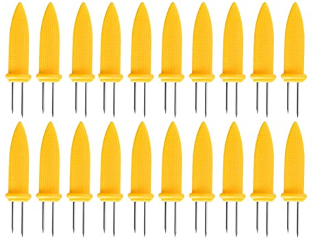 VOANZO Lot de 20 fourchettes en forme d'épi de maïs 8,5 x 1,9 cm en acier inoxydable pour barbecue, maison, fête, camping