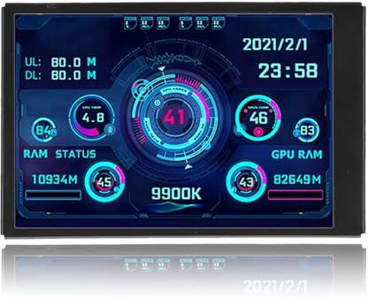 Computer Temperature Monitor, 3.5in PC Sensor Display Panel, PC Temperature Display for CPU, RAM, HDD Data, Secondary Screen for PC Case (Black)