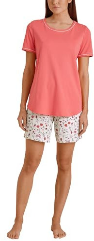 CALIDA Sweet Dreams Kurz-Pyjama Damen, aus 100% Baumwolle, Hose mit stoffbezogenem Gummibund