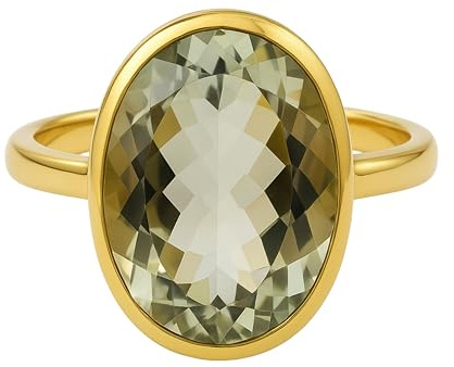 Anello in argento sterling placcato oro con ametista verde