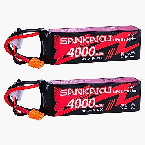 SANKAKU 130C 4000mAh Lipo Batterie 4S 14,8V Connecteur XT60 pour RC Buggy Véhicules Voiture Camion Réservoir Bateau Hobby 2 pièces