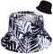 Newellsail Fischerhüte Doppelseitig Reversibel Fischerhut Faltbarer Unisex Fishermütze für Wandern Camping Reisen Angeln, Schwarz und Weiß Kokosnussbaum Druck (56-58cm)