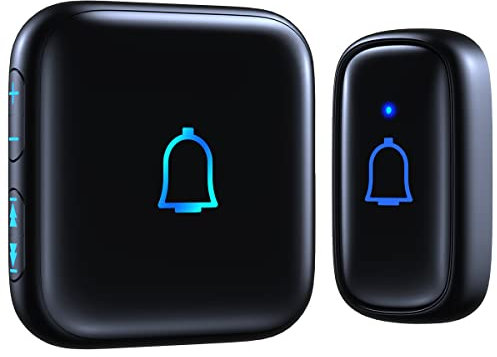 LeadGo Classroom Doorbell Wireless Doorbell IP66 Waterproof 1000 Feet with 56 Chimes 115dB 7 Adjustable Volume Levels and Door Bell Ringer Wireless Mute Mode with LED Flash for Teachers Home Office