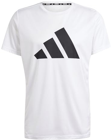 adidas Men's Run It Stripes Tee, White, XL