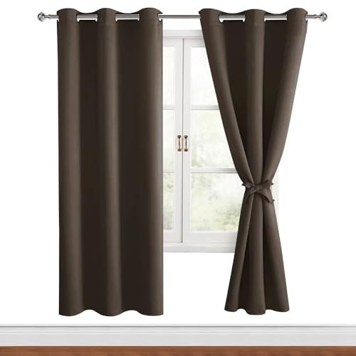 Hiasan Verdunklungsvorhänge Gardinen mit Ösen,Braun Blickdicht Vorhänge,2 Stück,117 x 183 cm (Breite x Höhe),weiche Schiebevorhänge für Schlafzimmer,Wohnzimmer usw.
