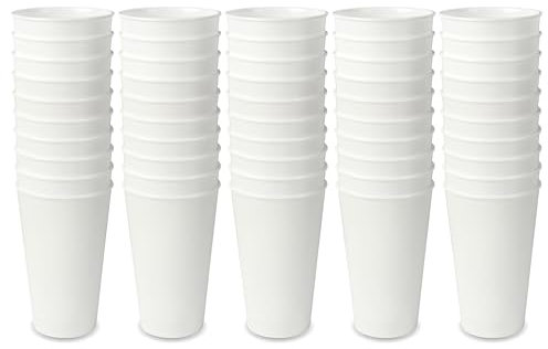 Schramm® Mehrweg Becher ca. 400ml matt weiß wählbar 10, 20, 30 oder 50 Stück Fassungsvermögen wiederverwendbar Kunststoff Mehrwegtrinkbecher, Größe:50 Stück