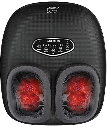 Snailax Shiatsu Fußmassagegerät mit Wärme, tiefes Kneten, Kompression, Vibration, Fußmassagegerät für Plantarfasziitis, Neuropathie, Fußwärmer unter dem Schreibtisch, Größe 13, Geschenke für Männer,