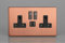 Varilight XDY5U2SBS.BC 13A Socket + USB, 2-Gang, 1 Pole, Urban screwless Brushed Copper