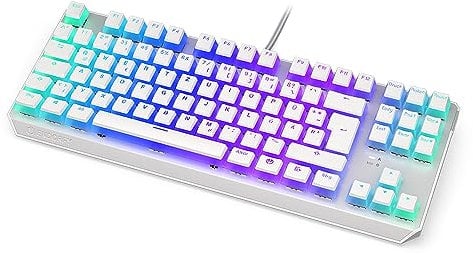 ENDORFY Thock TKL DE Kailh Red Onyx White Pudding, 80% TKL mechanische Tastatur, mechanische switches Kailh Red, keycaps aus Pudding PBT, Deutsches Layout QWERTZ | EY5D013